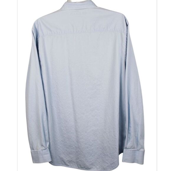 Perry Ellis Men's Long Sleeve Collared Button Front Shirt, Light Blue, Size XL - Picture 2 of 7